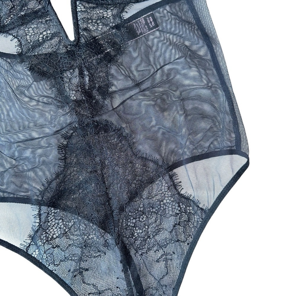 VICTORIA'S SECRET SEXY BLACK LACE MESH SLIP-ON BODYSUIT  ONE-PIECE LINGERIE S - Picture 10 of 16